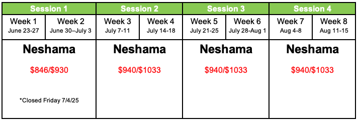 Neshama Schedule